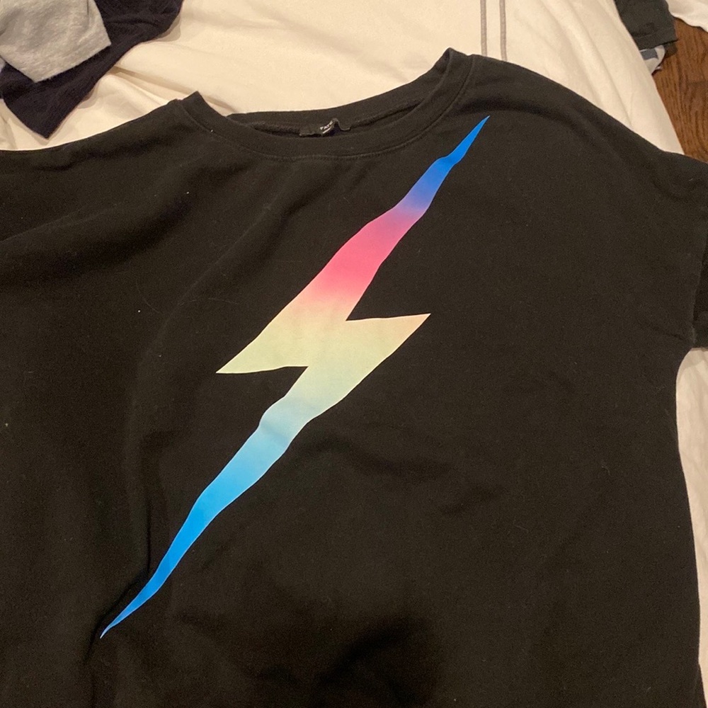 rainbow lightning bolt crew neck size small
